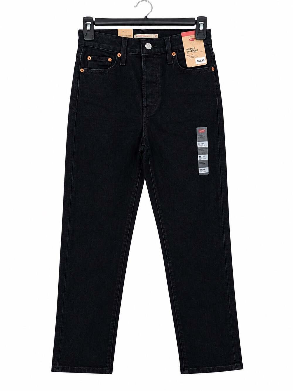 Levi's Wedgie Straight Jeans Black 26x28 High Rise Button Fly Vintage Inspired